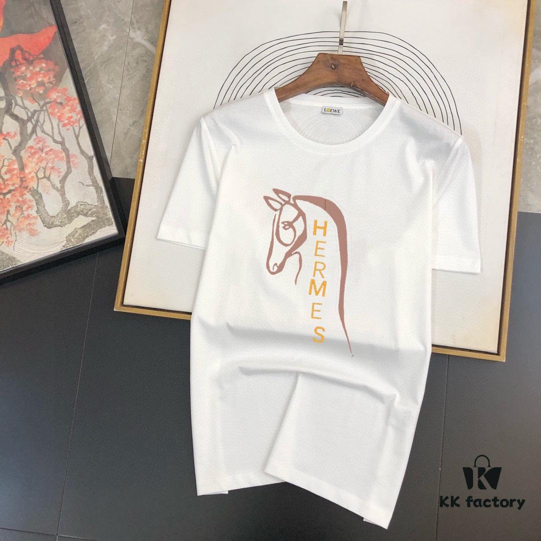 6931a263ccd8ab3d7af967bc HERMES Men's Casual Short-Sleeve T-Shirt, 2025 Spring/Summer New Arrival, Premium Logo Embroidery, High-End Imported Silk-Cotton Fabric, Stylish and Versatile Design