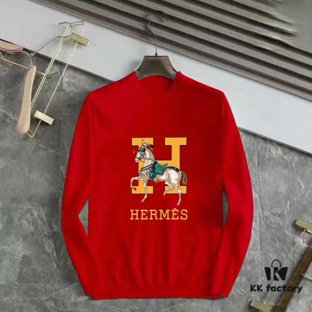 6931a266ccd8ab3d7af967e7 HERMES Men's Fall/Winter Classic Round-Neck Wool Pullover Sweater, 2025 New Arrival, Slim Fit Premium Wool Blend Knitwear with Contrast Logo, Timeless Elegant Design for All Occasions
