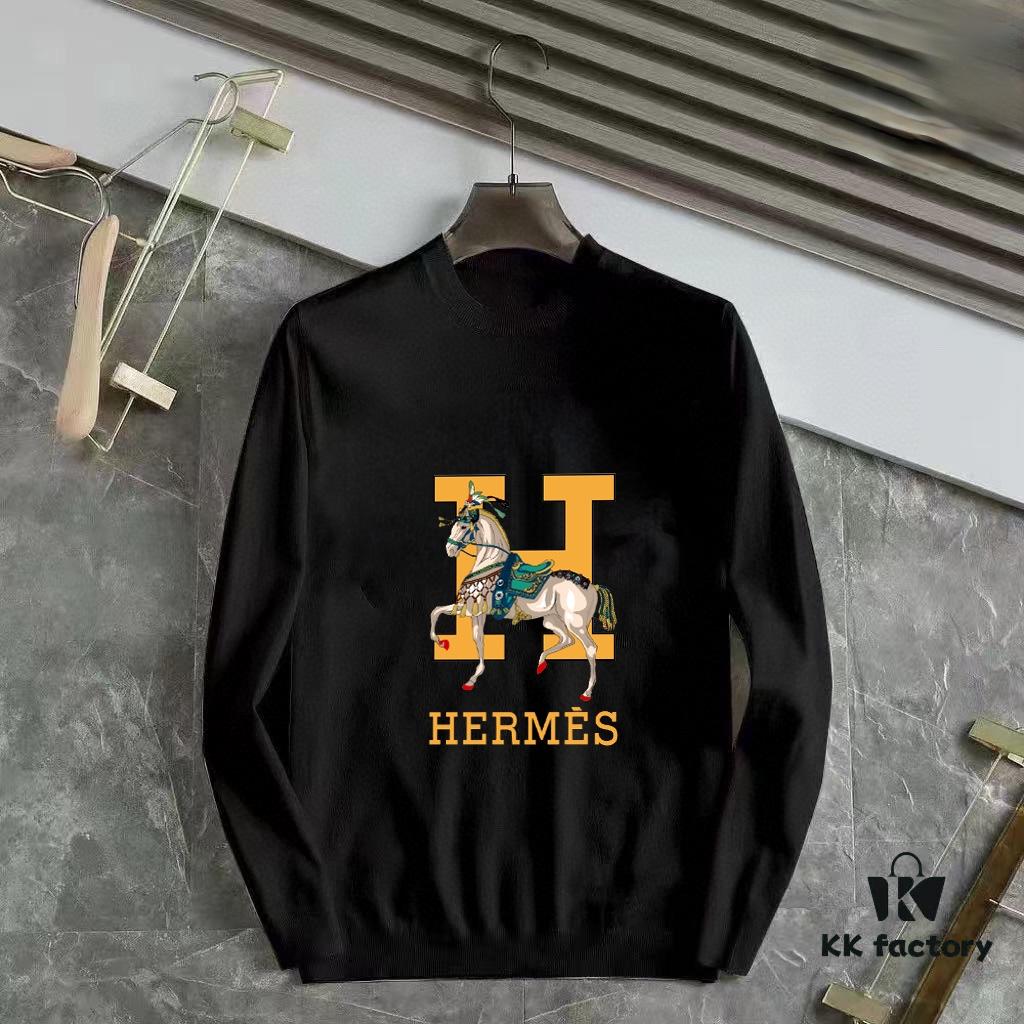 6931a266ccd8ab3d7af967e8 HERMES Men's Fall/Winter Classic Round-Neck Wool Pullover Sweater, 2025 New Arrival, Slim Fit Premium Wool Blend Knitwear with Contrast Logo, Timeless Elegant Design for All Occasions