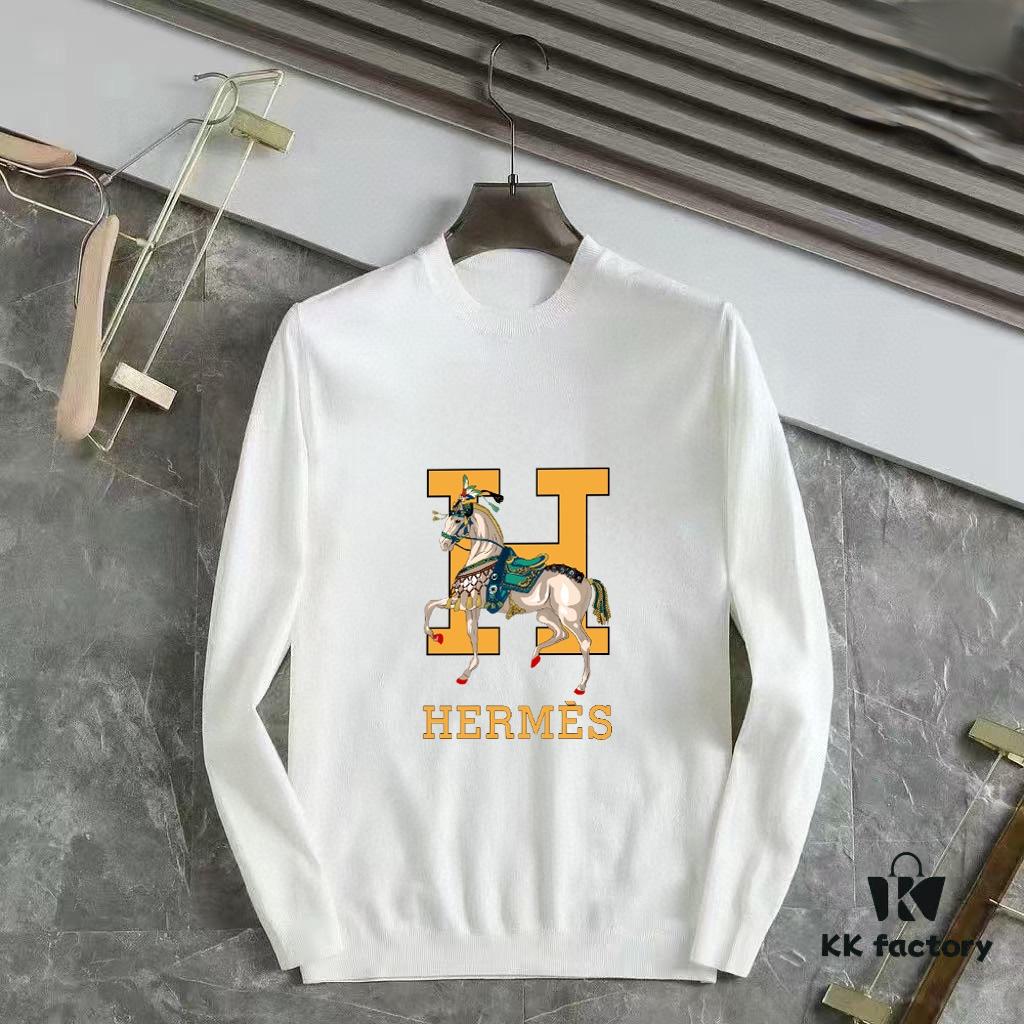 6931a266ccd8ab3d7af967e9 HERMES Men's Fall/Winter Classic Round-Neck Wool Pullover Sweater, 2025 New Arrival, Slim Fit Premium Wool Blend Knitwear with Contrast Logo, Timeless Elegant Design for All Occasions