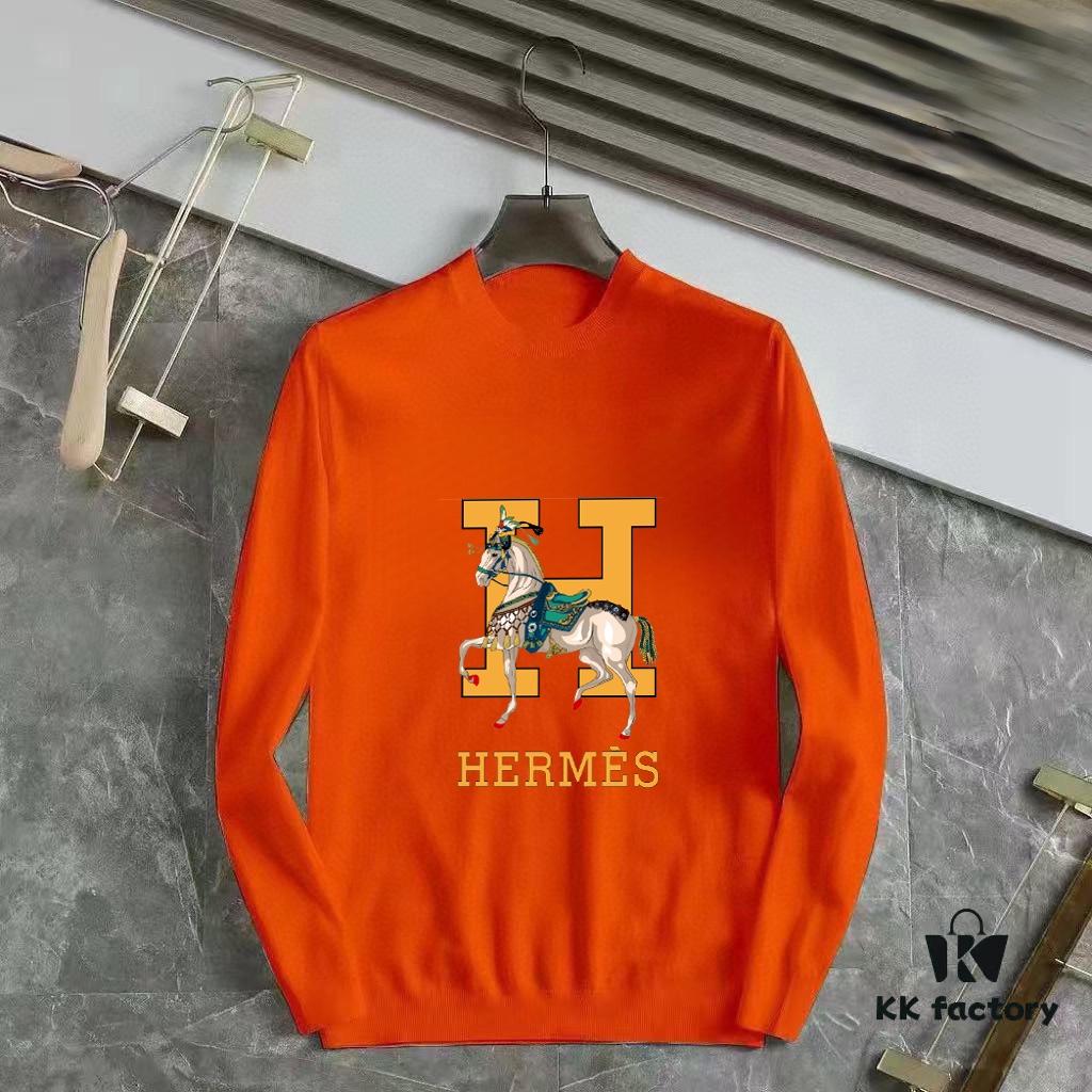 6931a266ccd8ab3d7af967ea HERMES Men's Fall/Winter Classic Round-Neck Wool Pullover Sweater, 2025 New Arrival, Slim Fit Premium Wool Blend Knitwear with Contrast Logo, Timeless Elegant Design for All Occasions