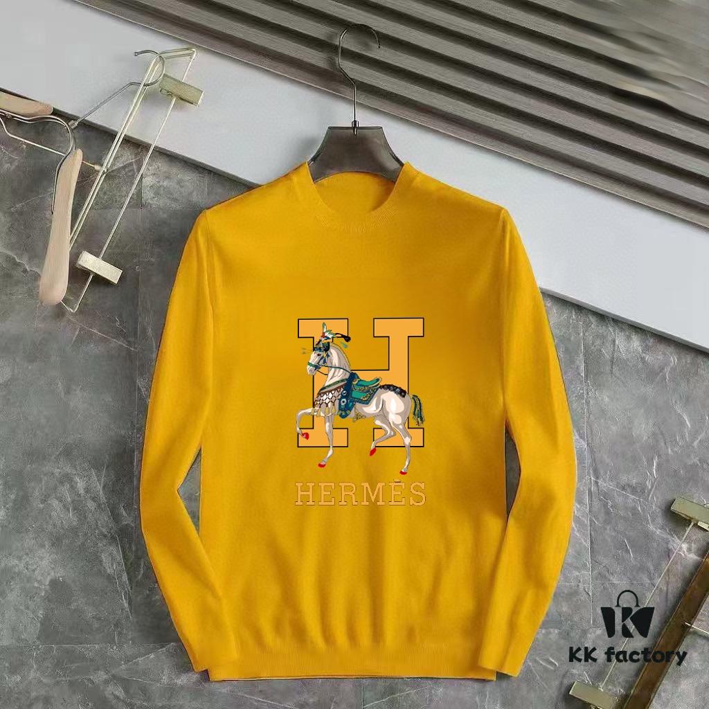 6931a266ccd8ab3d7af967eb HERMES Men's Fall/Winter Classic Round-Neck Wool Pullover Sweater, 2025 New Arrival, Slim Fit Premium Wool Blend Knitwear with Contrast Logo, Timeless Elegant Design for All Occasions