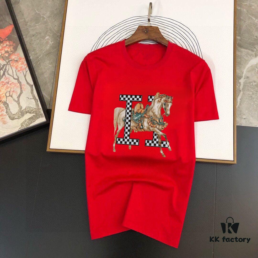 6931a266ccd8ab3d7af967f0 HERMES Men's Casual Short-Sleeve T-Shirt, 2024 Spring/Summer New Arrival, Premium Logo Craftsmanship, High-Quality Imported Silk-Cotton Fabric, Stylish and Versatile Design
