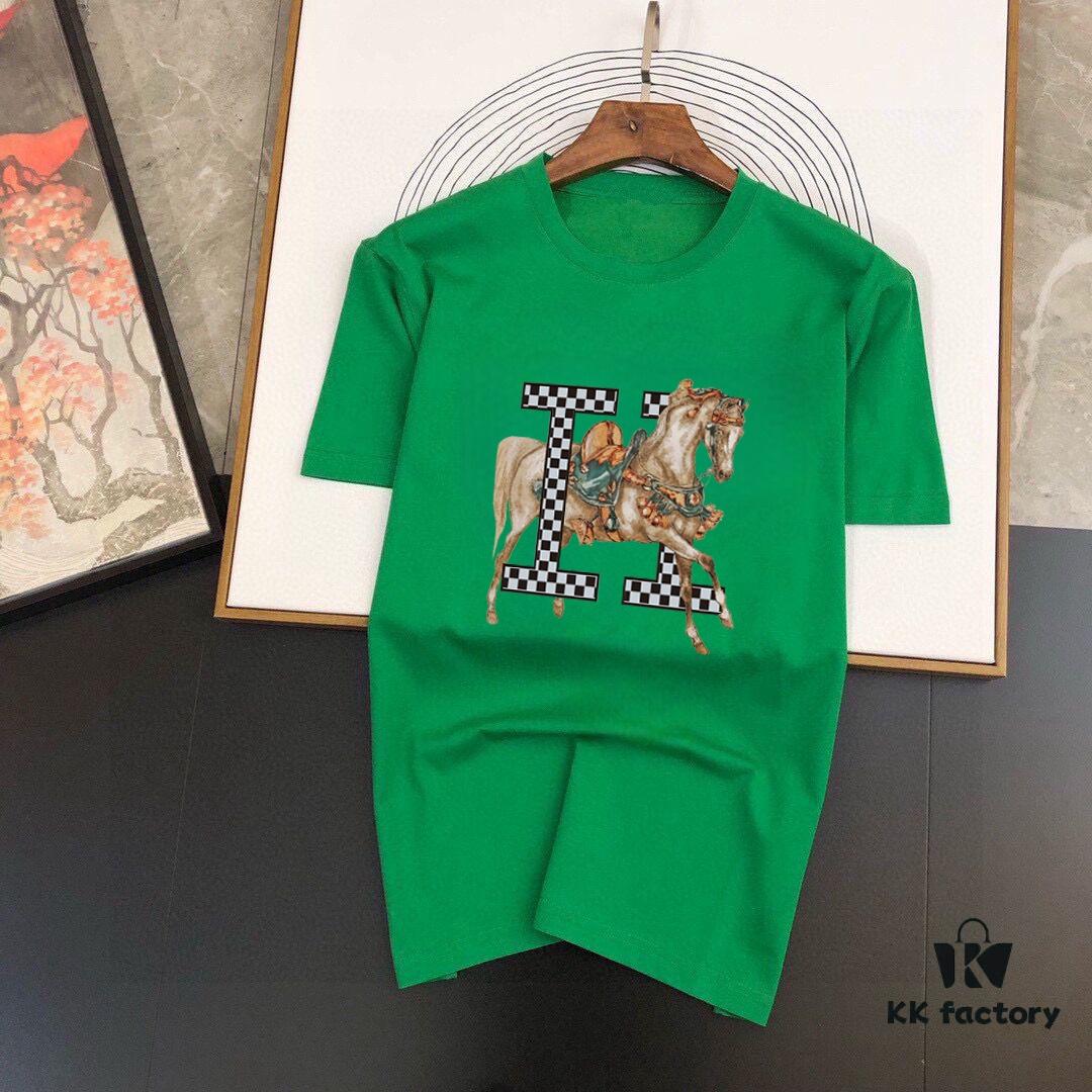6931a266ccd8ab3d7af967f1 HERMES Men's Casual Short-Sleeve T-Shirt, 2024 Spring/Summer New Arrival, Premium Logo Craftsmanship, High-Quality Imported Silk-Cotton Fabric, Stylish and Versatile Design