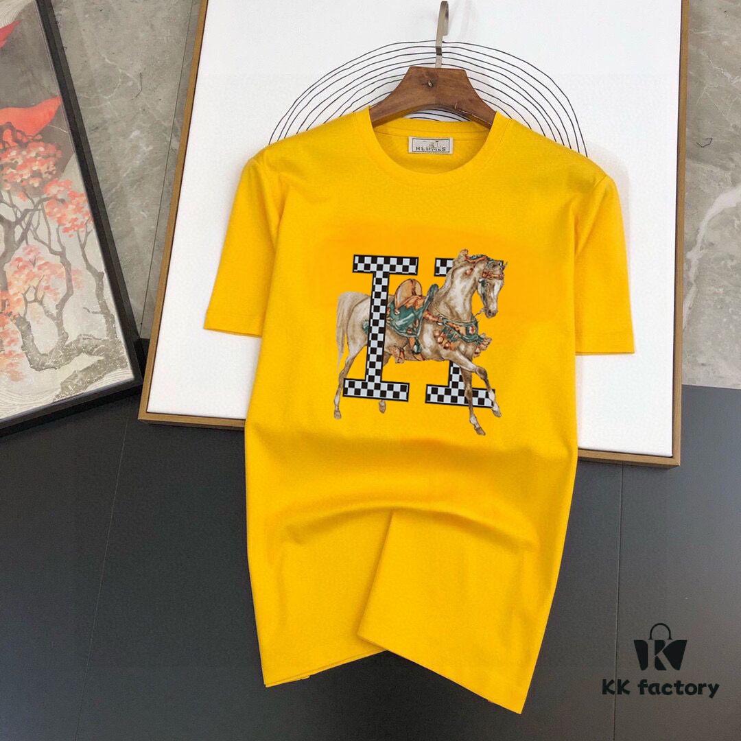 6931a266ccd8ab3d7af967f3 HERMES Men's Casual Short-Sleeve T-Shirt, 2024 Spring/Summer New Arrival, Premium Logo Craftsmanship, High-Quality Imported Silk-Cotton Fabric, Stylish and Versatile Design