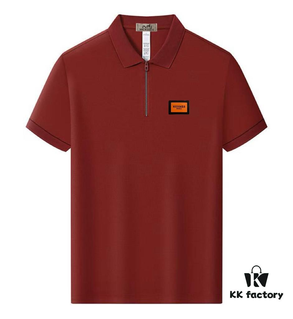 Hermes [Strong] Summer New Arrival T-Shirt Collar Short-Sleeve Polo Shirt, Counter Custom Fabric with High Breathability and Comfort, Material: 71.6% Cotton, 25.3% Polyester Fiber, 3.1% Spandex