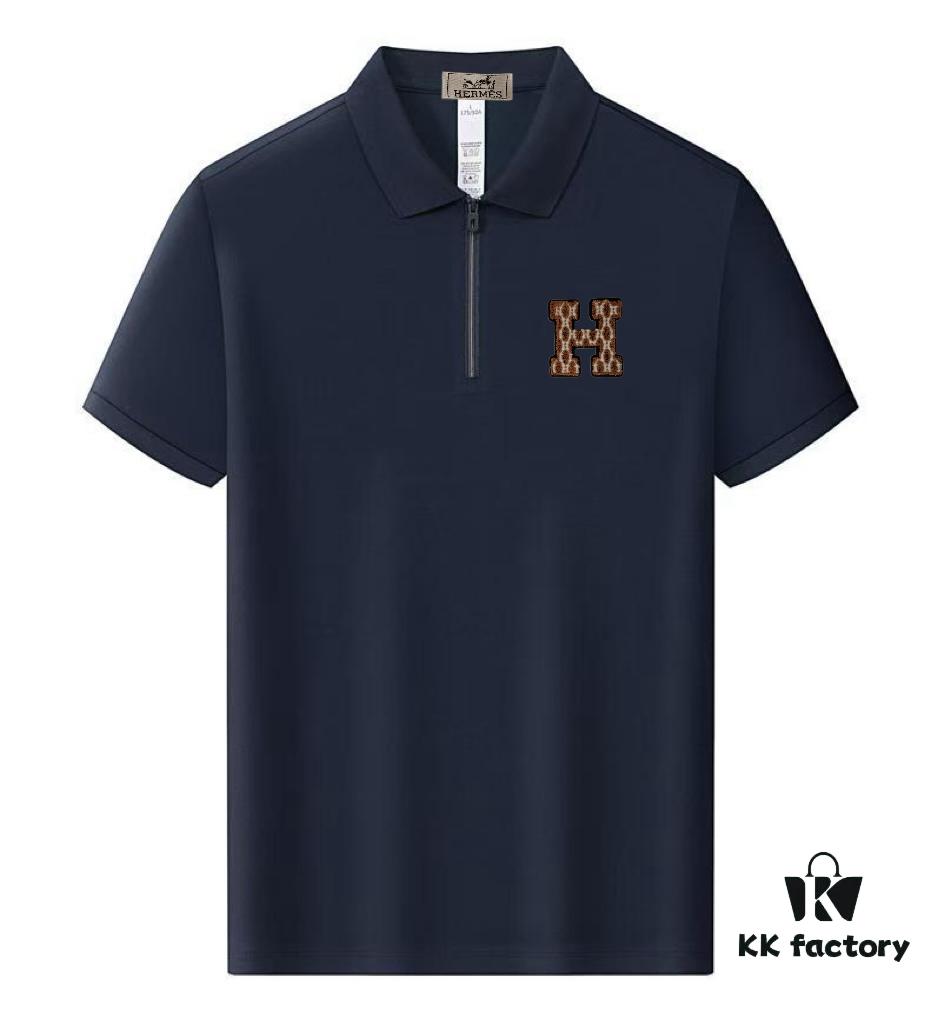 6931a272ccd8ab3d7af96870 Hermès Summer New Arrival Polo Shirt with Collar, Short Sleeve, Premium Custom Fabric, Breathable and Comfortable, 71.6% Cotton, 25.3% Polyester, 3.1% Elastane