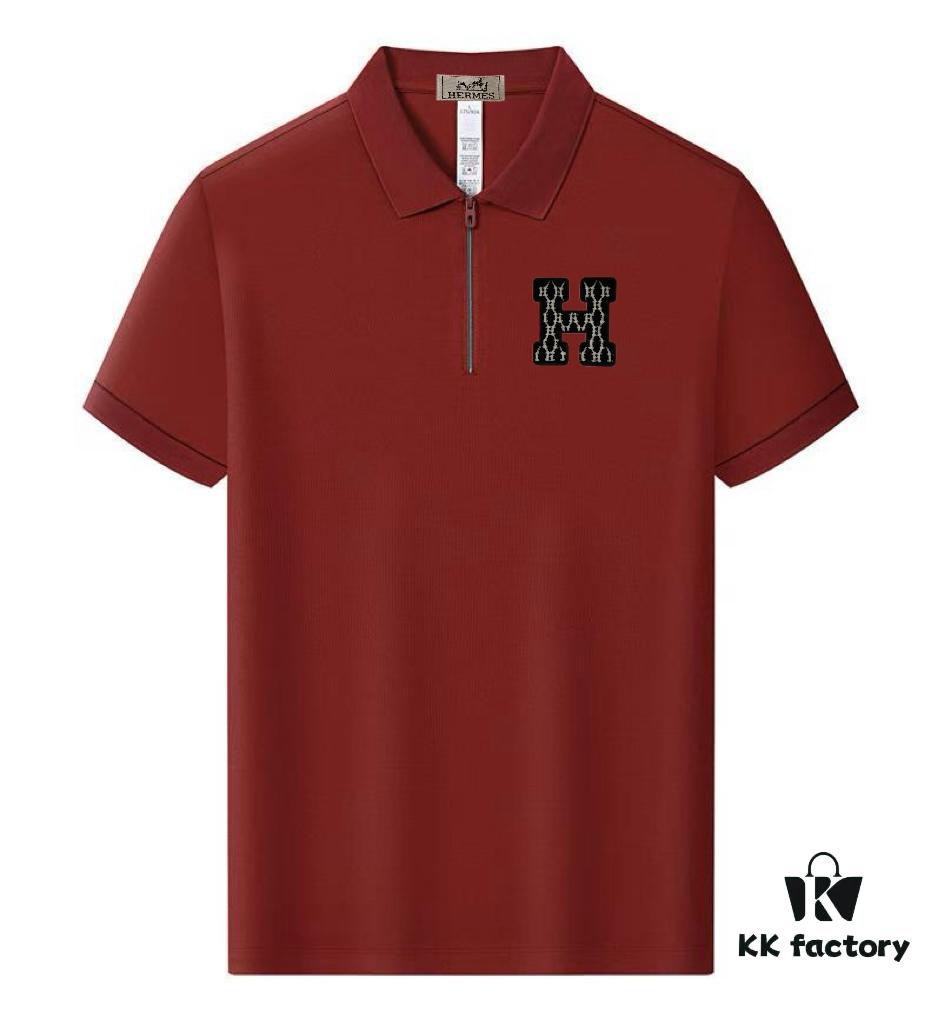 6931a273ccd8ab3d7af96876 Hermès Summer New Arrival Polo Shirt with Collar, Short Sleeve, Premium Cotton Blend Fabric, Breathable and Comfortable