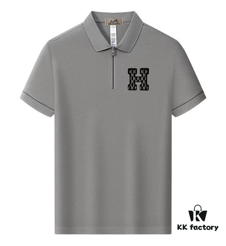 6931a273ccd8ab3d7af96877 Hermès Summer New Arrival Polo Shirt with Collar, Short Sleeve, Premium Cotton Blend Fabric, Breathable and Comfortable