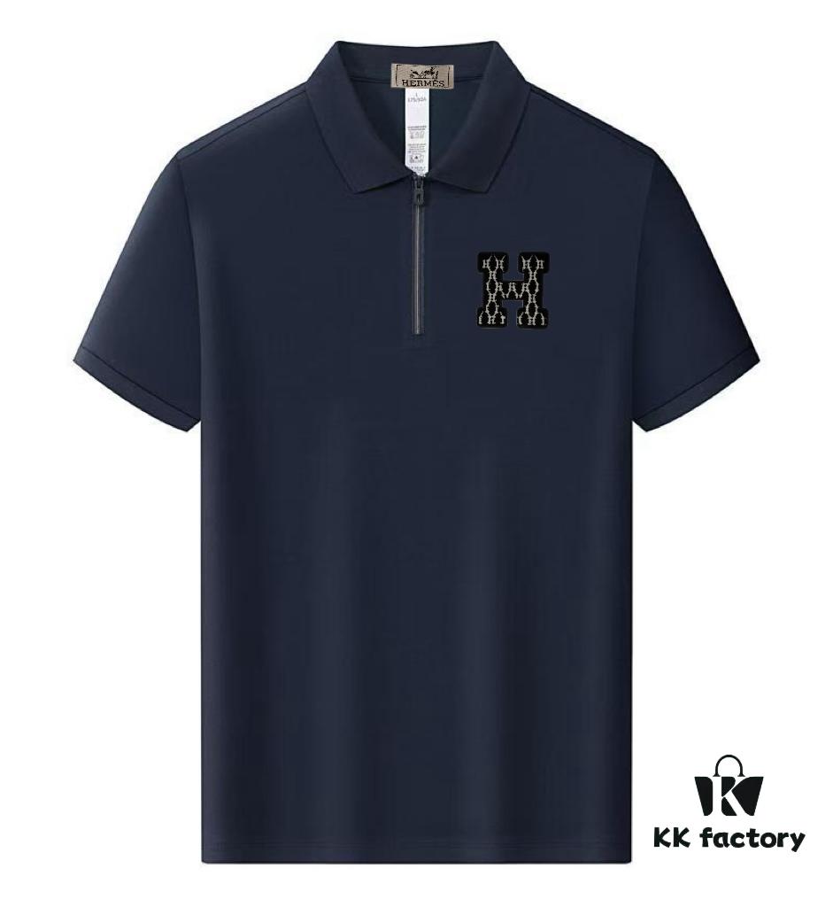 6931a273ccd8ab3d7af96878 Hermès Summer New Arrival Polo Shirt with Collar, Short Sleeve, Premium Cotton Blend Fabric, Breathable and Comfortable