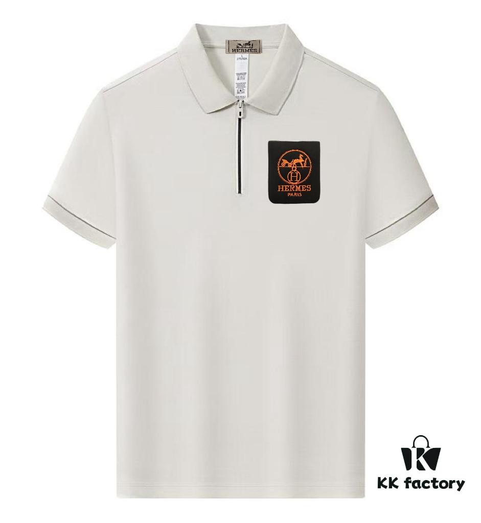 Hermes [Strong] Summer New Arrival T-Shirt Collar Short-Sleeve Polo Shirt, Counter Custom Fabric with High Breathability and Comfort, Material: 71.6% Cotton, 25.3% Polyester Fiber, 3.1% Spandex