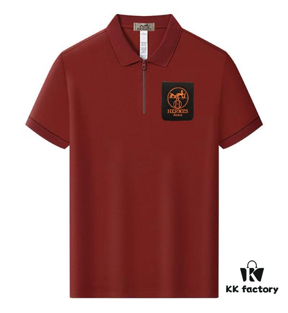 Hermes [Strong] Summer New Arrival T-Shirt Collar Short-Sleeve Polo Shirt, Counter Custom Fabric with High Breathability and Comfort, Material: 71.6% Cotton, 25.3% Polyester Fiber, 3.1% Spandex