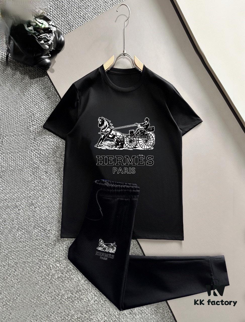 6931a27accd8ab3d7af968c7 HERMES Men's Summer High-Quality Double-Mercerized Cotton Suit Set, Imported Premium Fabric, Fashion Trend Style, Simple and Elegant Design