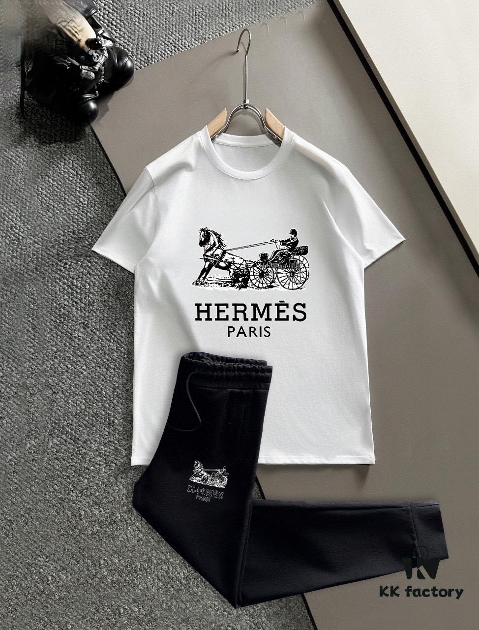 6931a27accd8ab3d7af968c9 HERMES Men's Summer High-Quality Double-Mercerized Cotton Suit Set, Imported Premium Fabric, Fashion Trend Style, Simple and Elegant Design