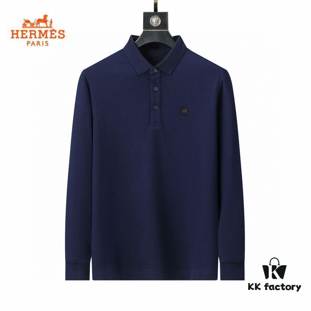 6931a281ccd8ab3d7af9693e Hermès🔥 Latest Custom Notched Collar Long Sleeve T-Shirt Polo, 3D Tailoring, Slim Fit, High-Quality Imported Fabric, Factory Direct, Premium Craftsmanship
