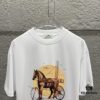 6931a282ccd8ab3d7af9694f Hermes 2025 Spring/Summer New Arrival Moon Horse Print Custom Double Gauze Plain Cotton Short Sleeve T-Shirt Unisex