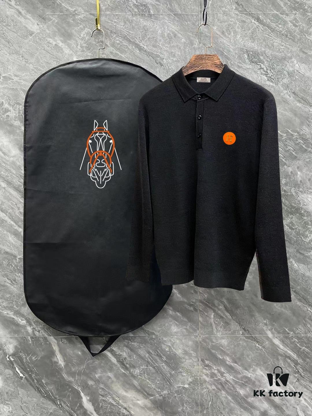 6931a28dccd8ab3d7af96a23 Hermes Latest Men's Casual Polo Collar Wool Sweater