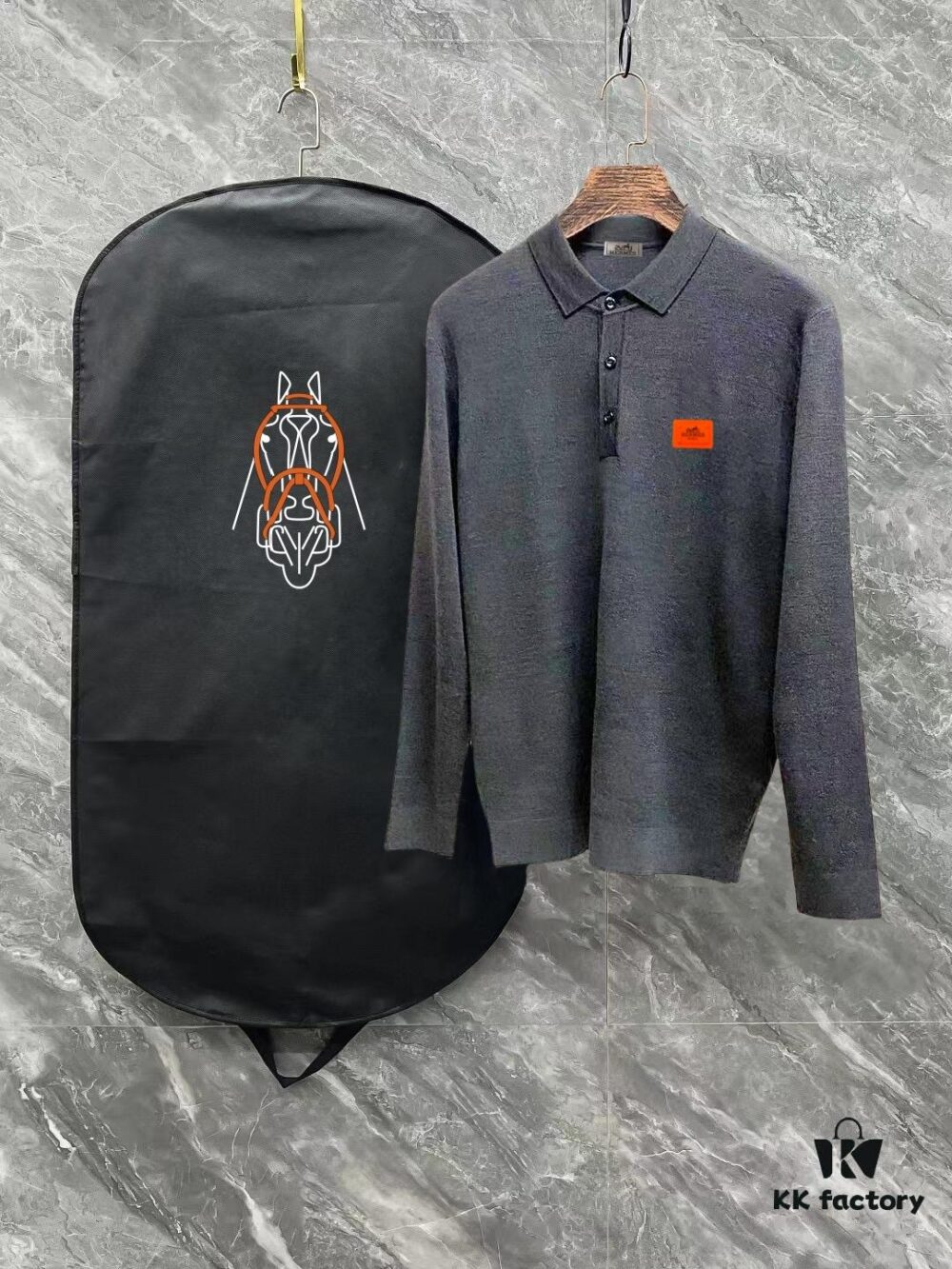 6931a28dccd8ab3d7af96a2b Hermes Latest Men's Casual Polo Collar Wool Sweater