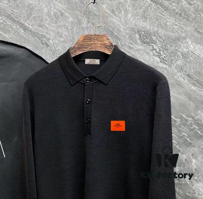 6931a28dccd8ab3d7af96a2e Hermes Latest Men's Casual Polo Collar Wool Sweater