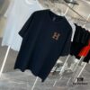6931a290ccd8ab3d7af96a5c Hermes 2025 Spring Collection Short Sleeve Shirt with Handcrafted Logo, Premium Cotton Custom Gold Thread, Classic Button Hem, OS Drop-Shoulder Fit