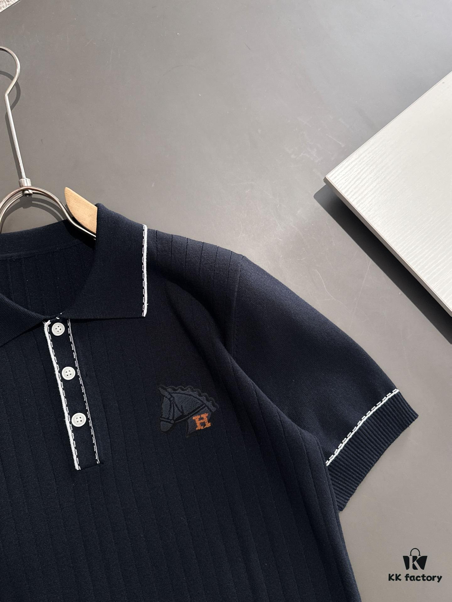 6931a294ccd8ab3d7af96aa2 High-Quality Hermès 2025 Spring/Summer New Men's Notched Collar Short-Sleeve T-Shirt