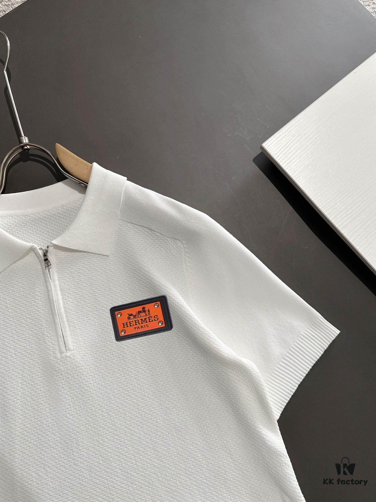 6931a296ccd8ab3d7af96abd High-Quality Hermès 2025 Spring/Summer New Men's Notched Short-Sleeve T-Shirt