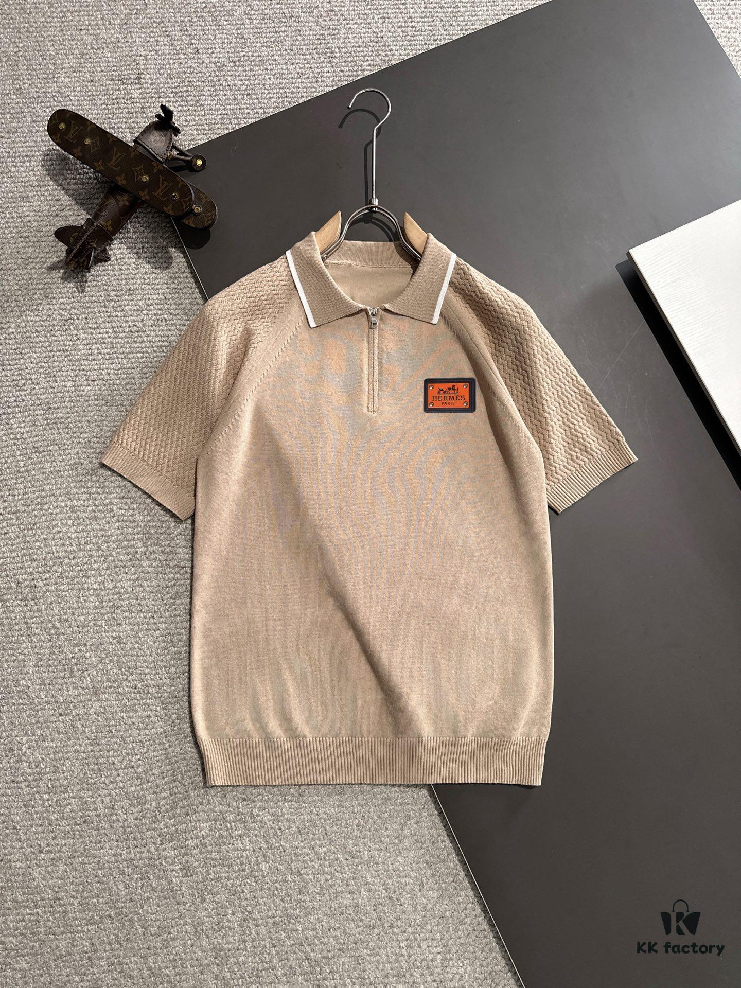 6931a296ccd8ab3d7af96ac5 High-Quality Hermès 2025 Spring/Summer New Men's Collared Short-Sleeve T-Shirt