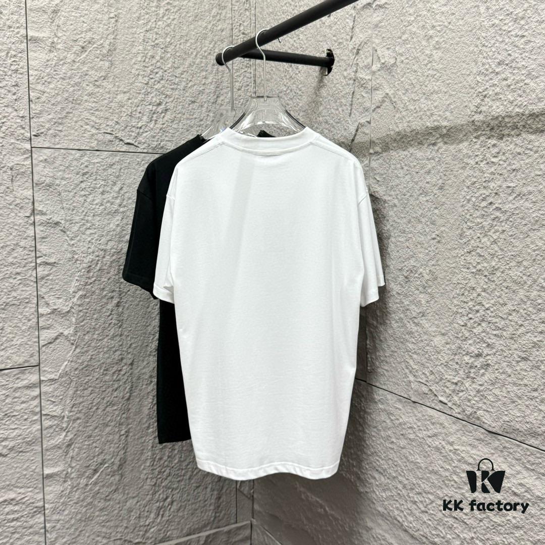 6931a29accd8ab3d7af96b1e Hermes 2025 Spring/Summer New Arrival Building Block Horse Print Custom Double Gauze Plain Cotton Short Sleeve T-Shirt Unisex
