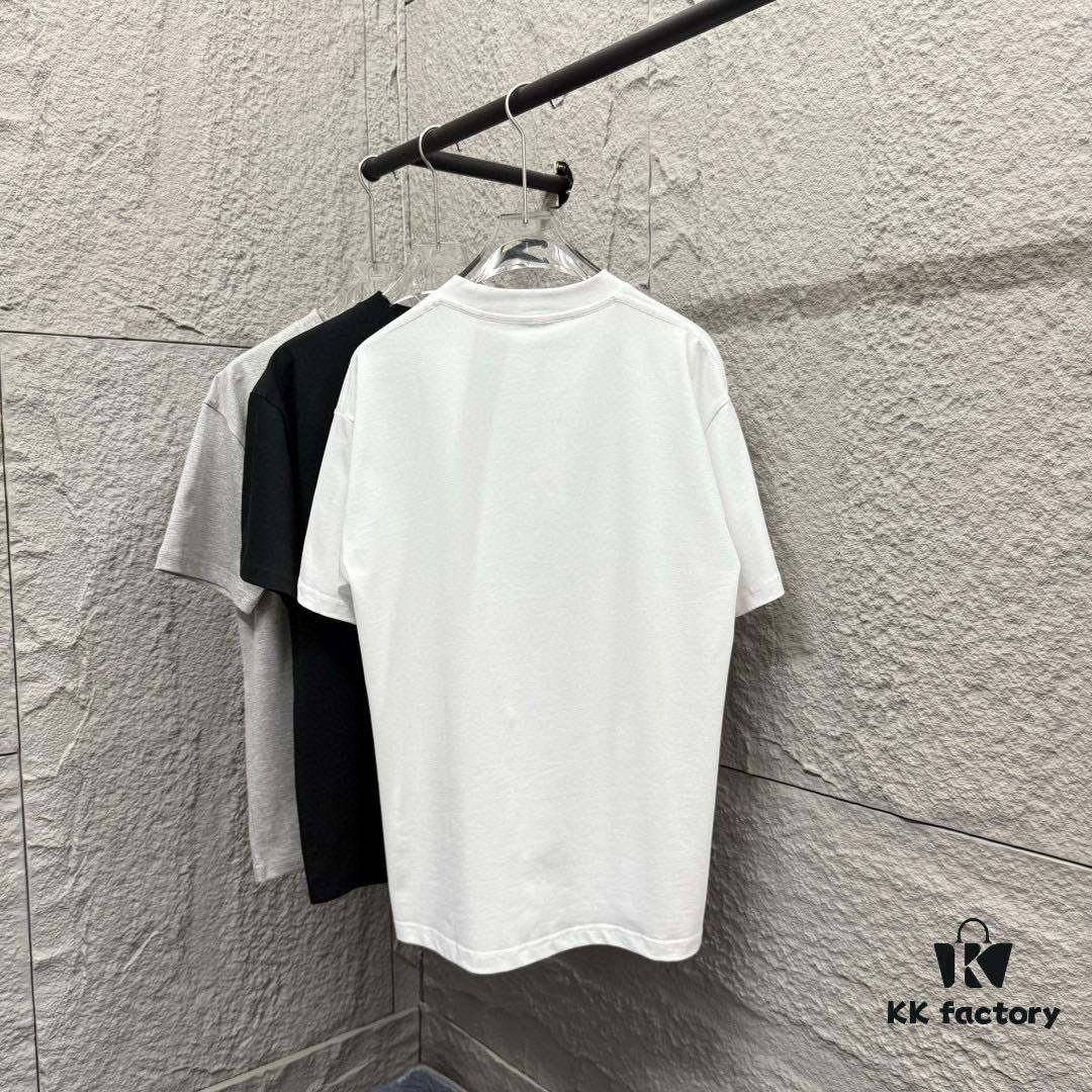6931a29bccd8ab3d7af96b2e Hermes 2025 Spring/Summer New Arrival Mechanical Horse Print Custom Double Gauze Plain Cotton Short Sleeve T-Shirt Unisex
