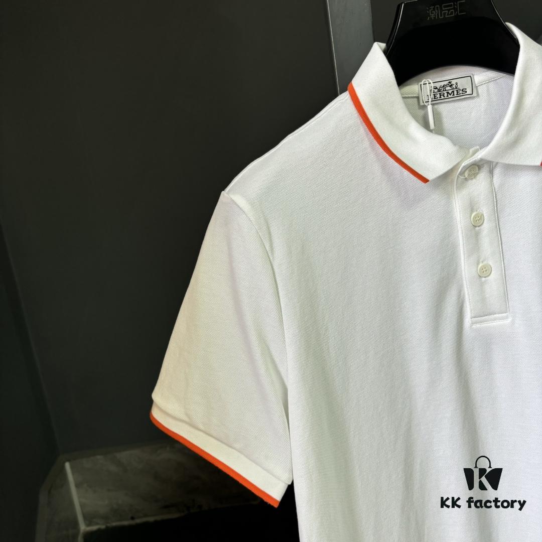 Hermes H Classic Polo Shirt, Precision Craftsmanship with Luxurious Feel, Large Embroidered Logo on Chest, Business-Casual Timeless Design, 100% Cotton Fabric, Imported Premium Cotton, Comfortable and Breathable, Complete Triple Labeling