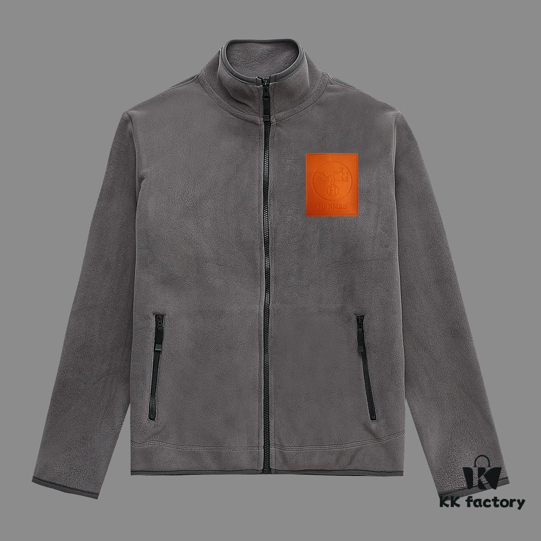 6931a2a7ccd8ab3d7af96bfe Hermes (Complete Three Labels) 2024 Autumn-Winter Men's Cardigan Crewneck Jacket, Imported Double-Sided Fleece Fabric from Germany