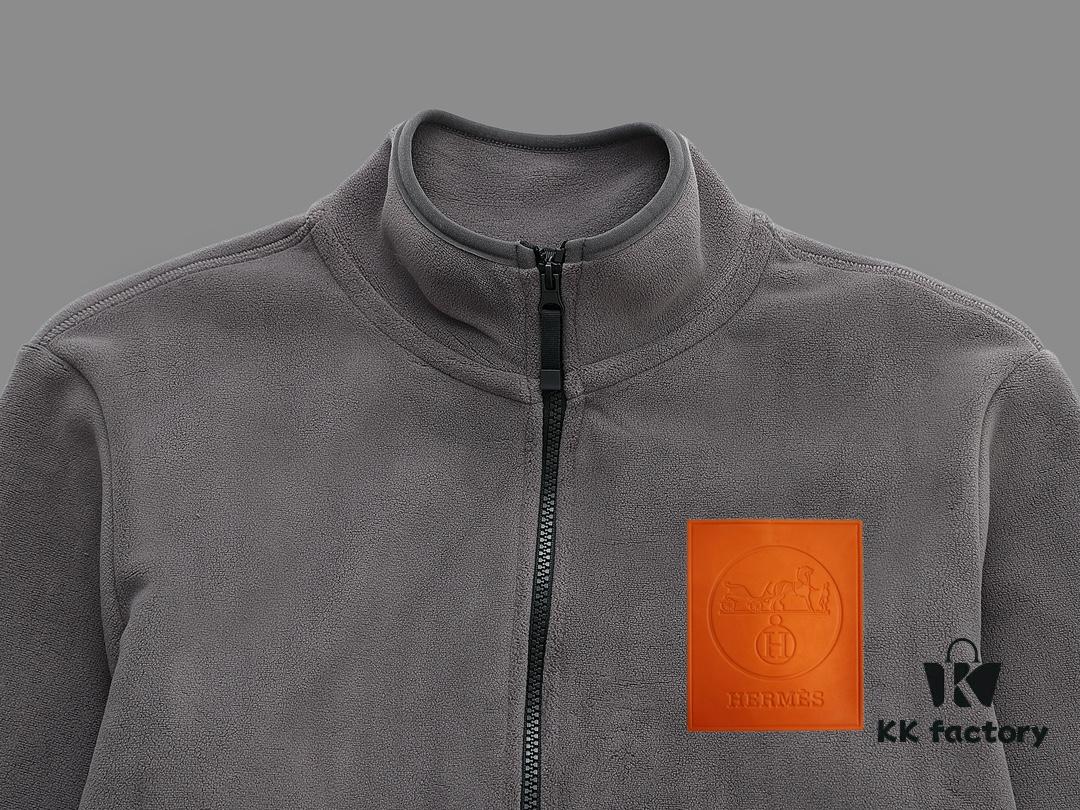 6931a2a7ccd8ab3d7af96c00 Hermes (Complete Three Labels) 2024 Autumn-Winter Men's Cardigan Crewneck Jacket, Imported Double-Sided Fleece Fabric from Germany