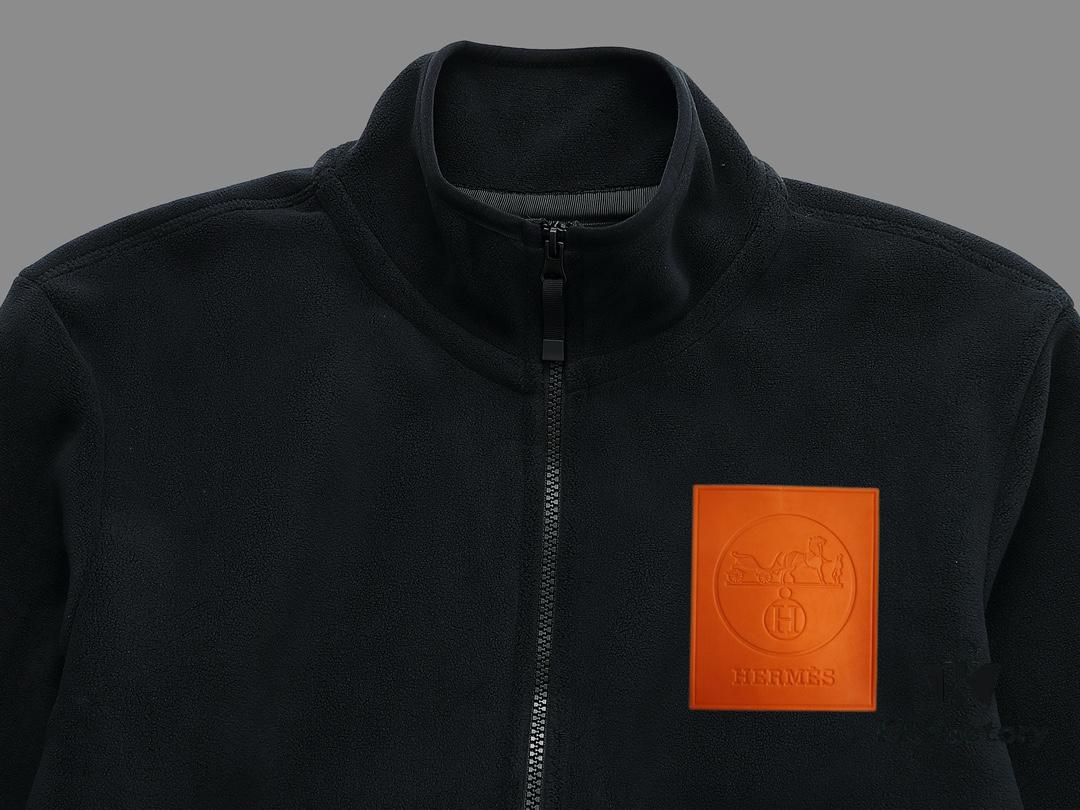 6931a2a7ccd8ab3d7af96c0b Hermes (Complete Three Labels) 2024 Autumn-Winter Men's Cardigan Turtleneck Jacket, Imported Double-Sided Fleece Fabric