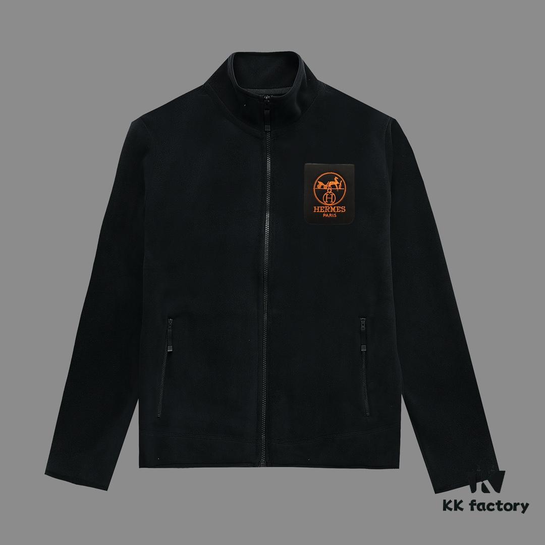 6931a2a9ccd8ab3d7af96c1f Hermès (Complete Three Labels) 2024 Fall/Winter Men's Cardigan Crewneck Jacket, Imported Double-Sided Fleece Fabric