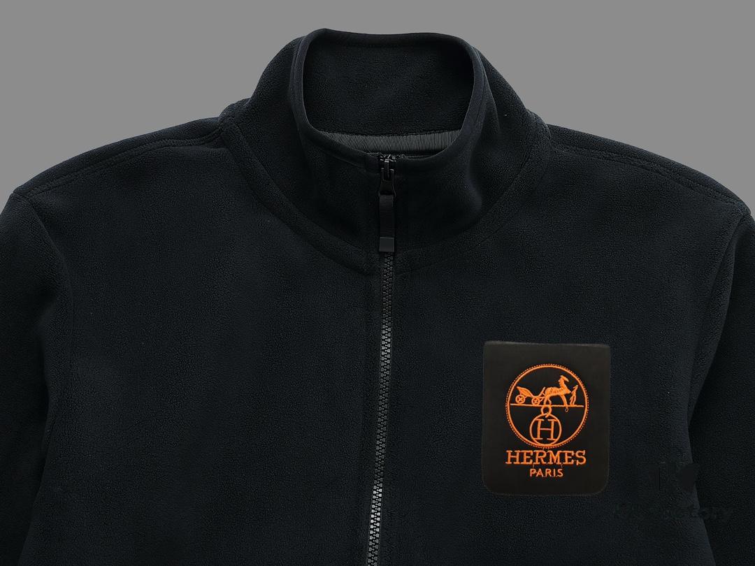 6931a2a9ccd8ab3d7af96c21 Hermès (Complete Three Labels) 2024 Fall/Winter Men's Cardigan Crewneck Jacket, Imported Double-Sided Fleece Fabric