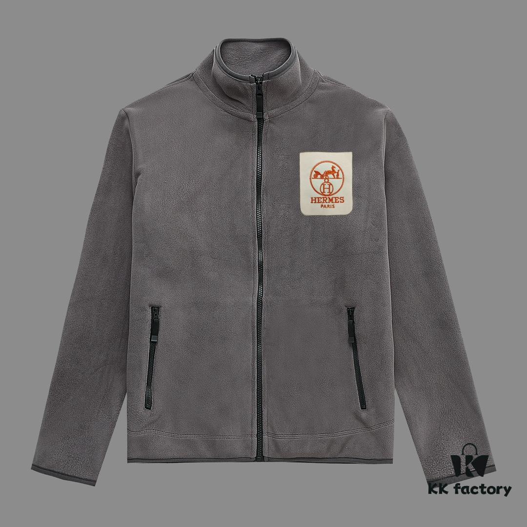 6931a2a9ccd8ab3d7af96c2a Hermes (Complete Three Labels) 2024 Autumn-Winter Men's Cardigan Crewneck Jacket, Imported Double-Sided Fleece Fabric from Germany