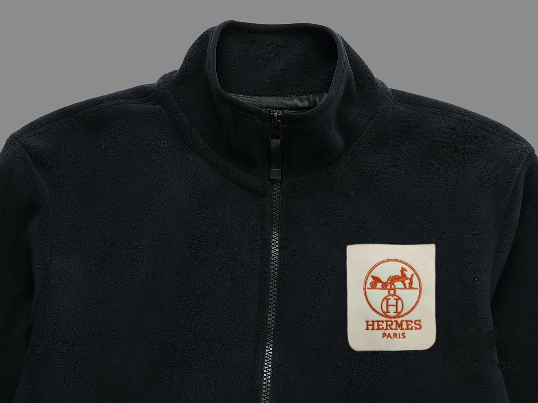 6931a2aaccd8ab3d7af96c42 Hermès (Complete Three Labels) 2024 Autumn-Winter Men's Cardigan Turtleneck Jacket, Imported Double-Sided Fleece Fabric
