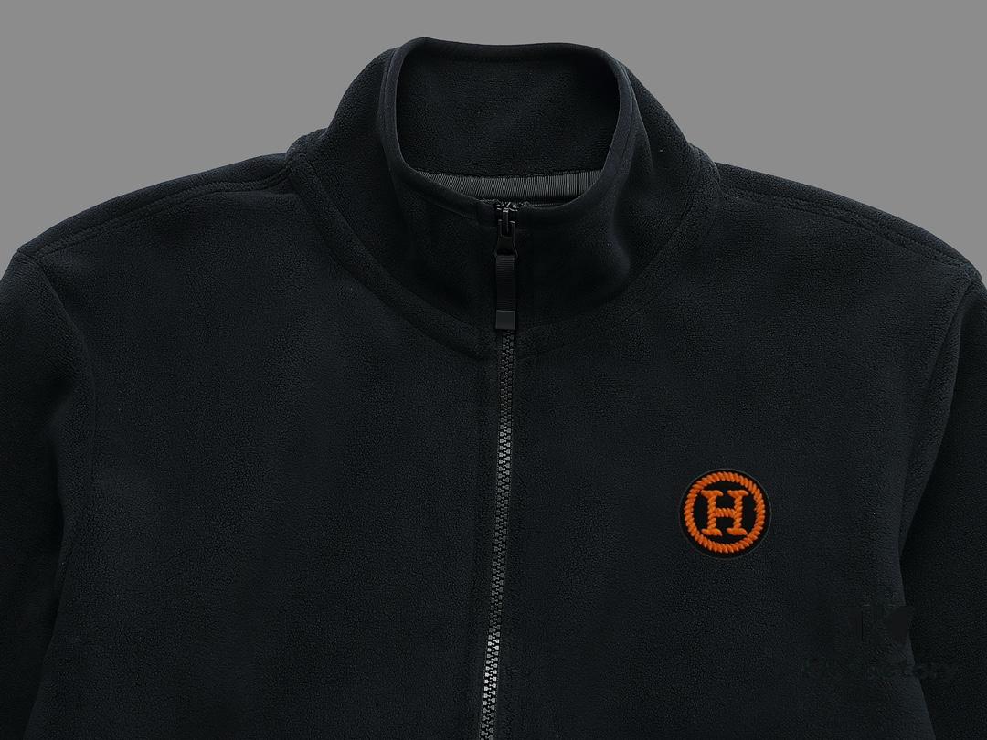 6931a2acccd8ab3d7af96c58 Hermès (Complete Three Labels) 2024 Autumn-Winter Men's Cardigan Turtleneck Jacket, Imported Double-Sided Fleece Fabric from Germany