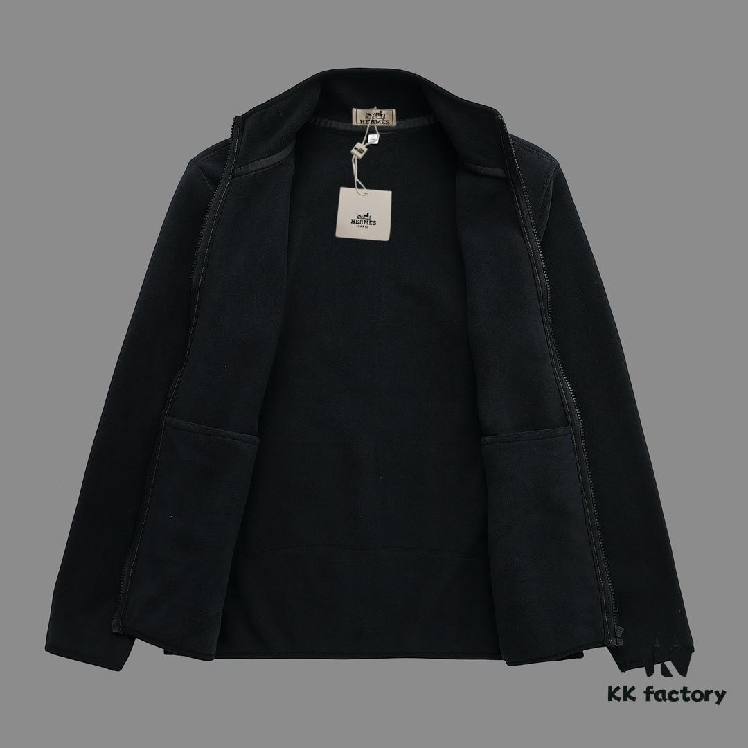 6931a2acccd8ab3d7af96c5a Hermès (Complete Three Labels) 2024 Autumn-Winter Men's Cardigan Turtleneck Jacket, Imported Double-Sided Fleece Fabric from Germany