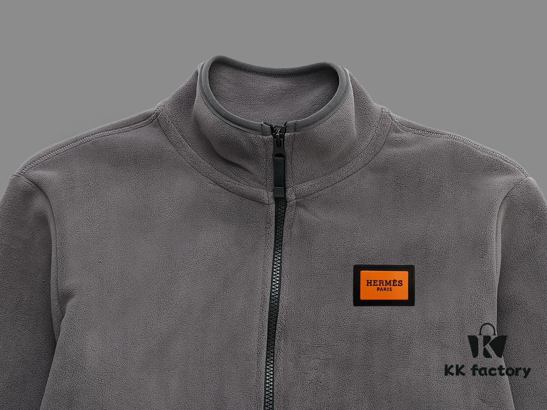 6931a2acccd8ab3d7af96c63 Hermes (Complete Three Labels) 2024 Autumn-Winter Men's Cardigan Crewneck Jacket, Imported Double-Sided Fleece Fabric