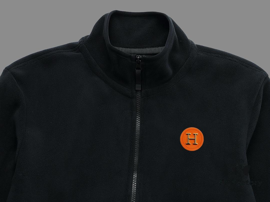 6931a2aeccd8ab3d7af96c84 Hermès (Complete Three Labels) 2024 Autumn-Winter Men's Cardigan Crewneck Jacket, Imported Double-Sided Fleece Fabric from Germany