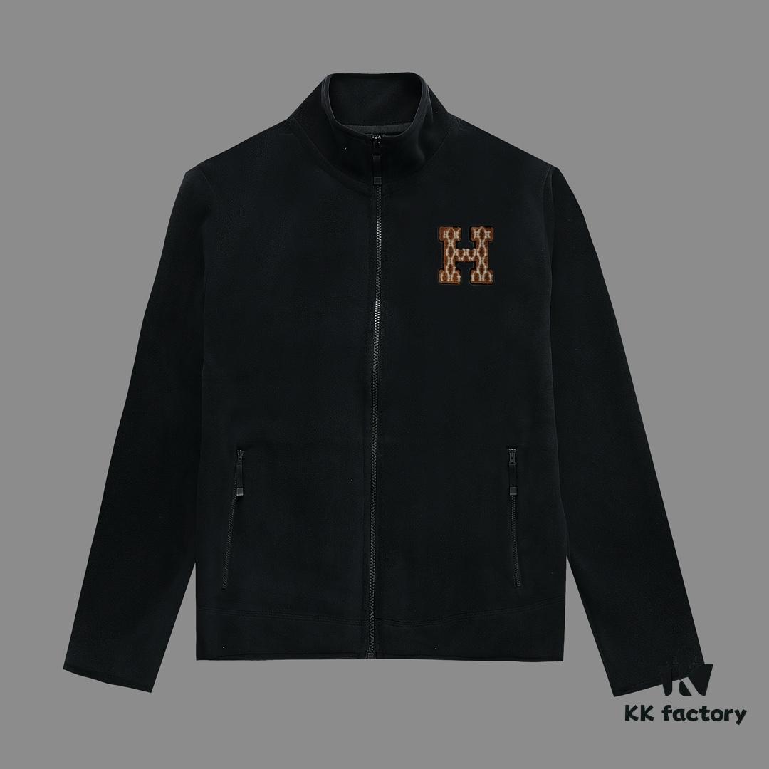 6931a2aeccd8ab3d7af96c8d Hermes (Complete Three Labels) 2024 Autumn-Winter Men's Cardigan Crewneck Jacket, Imported Double-Sided Fleece Fabric from Germany