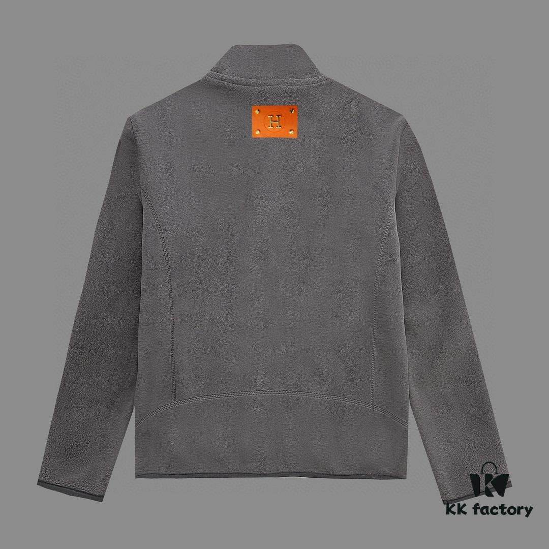 6931a2afccd8ab3d7af96c99 Hermes (Complete Three Labels) 2024 Fall/Winter Men's Cardigan Turtleneck Jacket, Imported Double-Sided Fleece Fabric from Germany