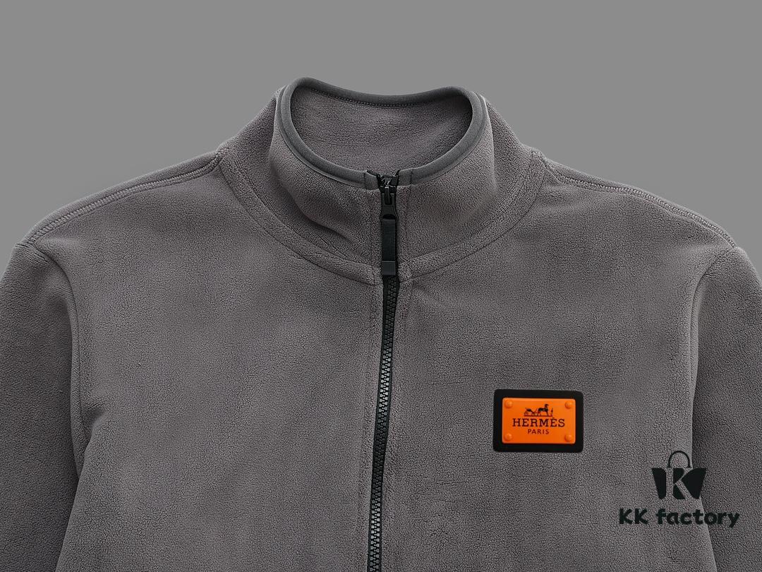 6931a2b2ccd8ab3d7af96cd1 Hermes (Complete Three Labels) 2024 Autumn-Winter Men's Cardigan Crewneck Jacket, Imported Double-Sided Polar Fleece