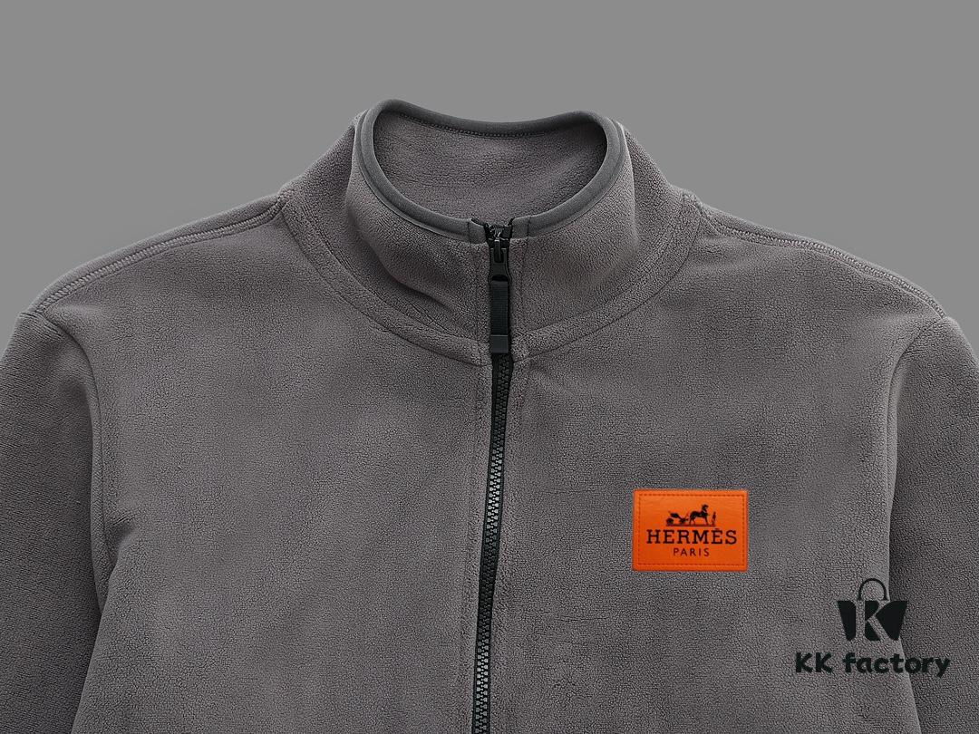 6931a2b4ccd8ab3d7af96cf2 Hermès (Complete Three Labels) 2024 Fall/Winter Men's Cardigan Crewneck Jacket Imported Double-Sided Fleece Fabric from Germany