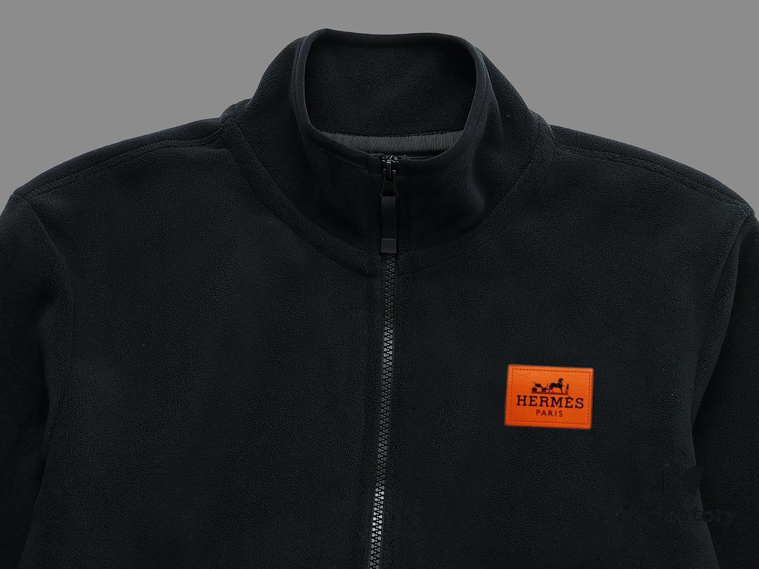 6931a2b5ccd8ab3d7af96d08 Hermes (Complete Three Labels) 2024 Autumn-Winter Men's Cardigan Turtleneck Jacket, Imported Double-Sided Fleece Fabric