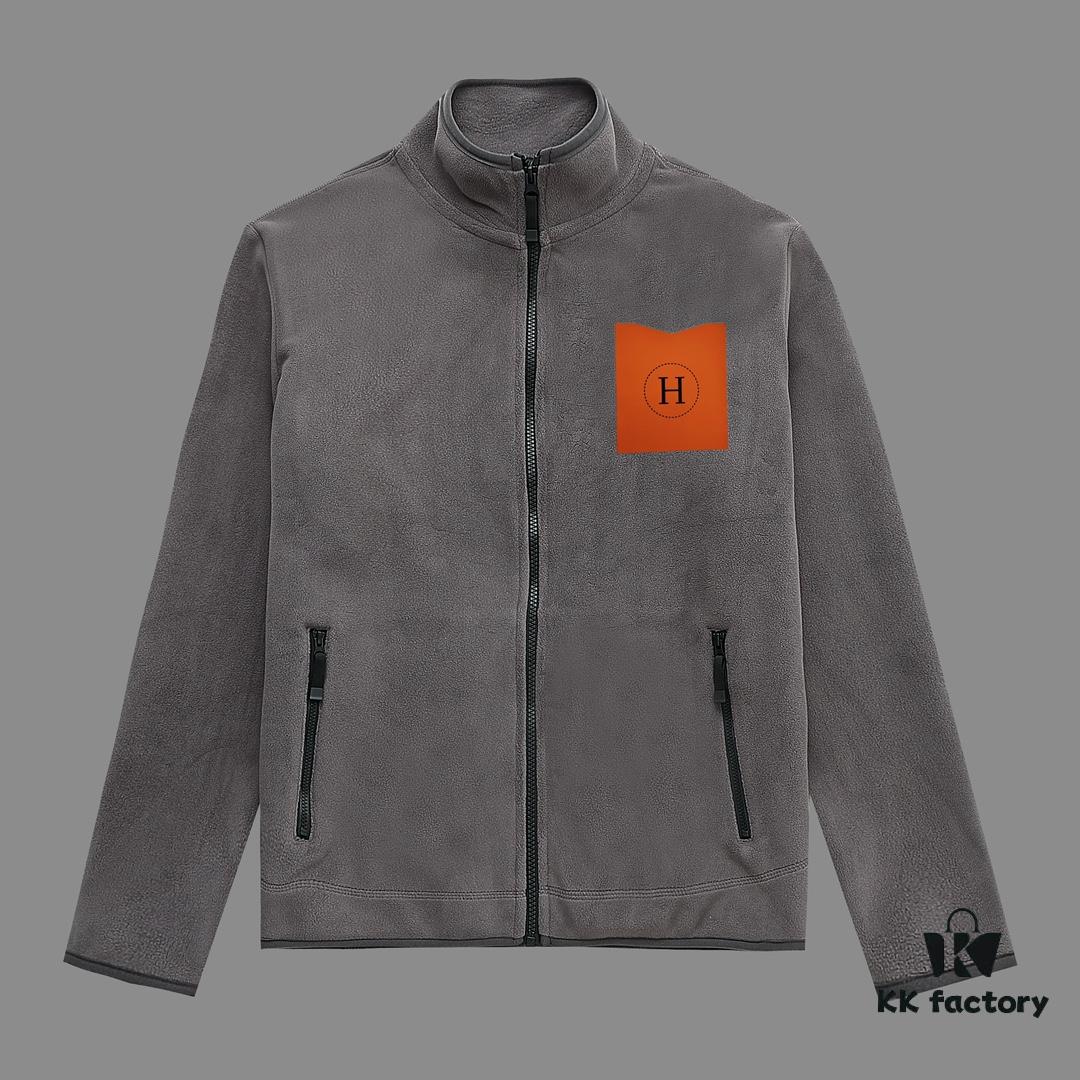 6931a2b5ccd8ab3d7af96d11 Hermes (Complete Three Labels) 2024 Autumn-Winter Men's Cardigan Turtleneck Jacket, Imported Double-Sided Fleece Fabric