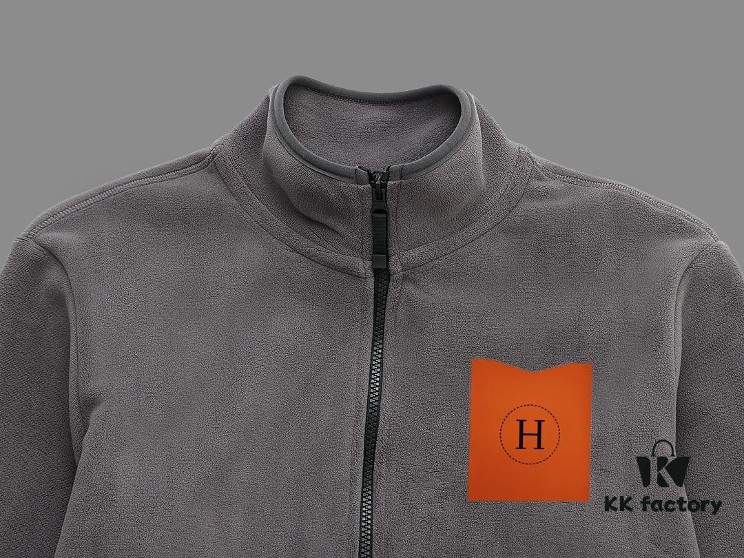 6931a2b5ccd8ab3d7af96d13 Hermes (Complete Three Labels) 2024 Autumn-Winter Men's Cardigan Turtleneck Jacket, Imported Double-Sided Fleece Fabric