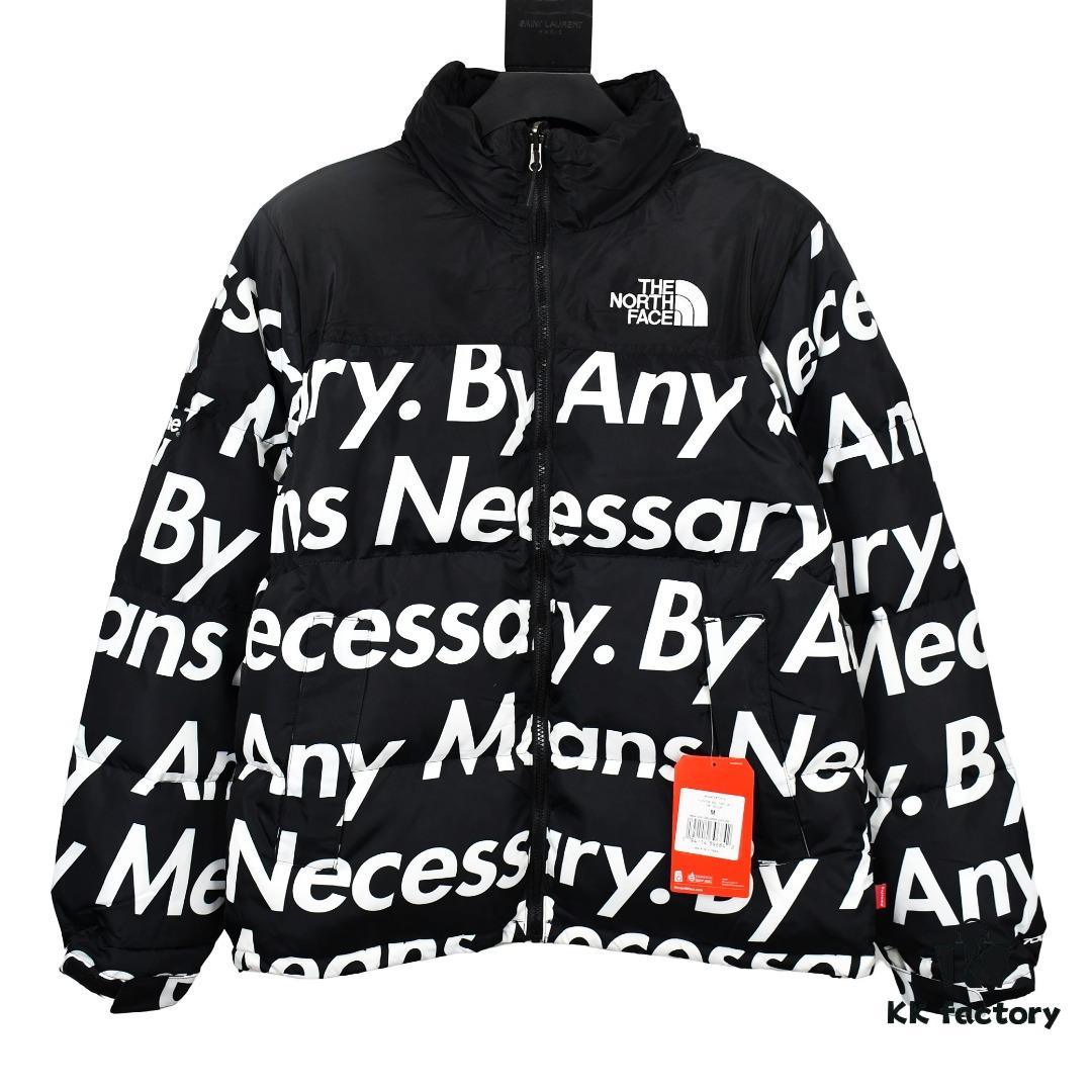 6931a2e0ccd8ab3d7af9702e Supreme x The North Face TNF 15FW By Any Means Collaborative Down Jacket (Full Alignment Lettering) with Hidden Hood