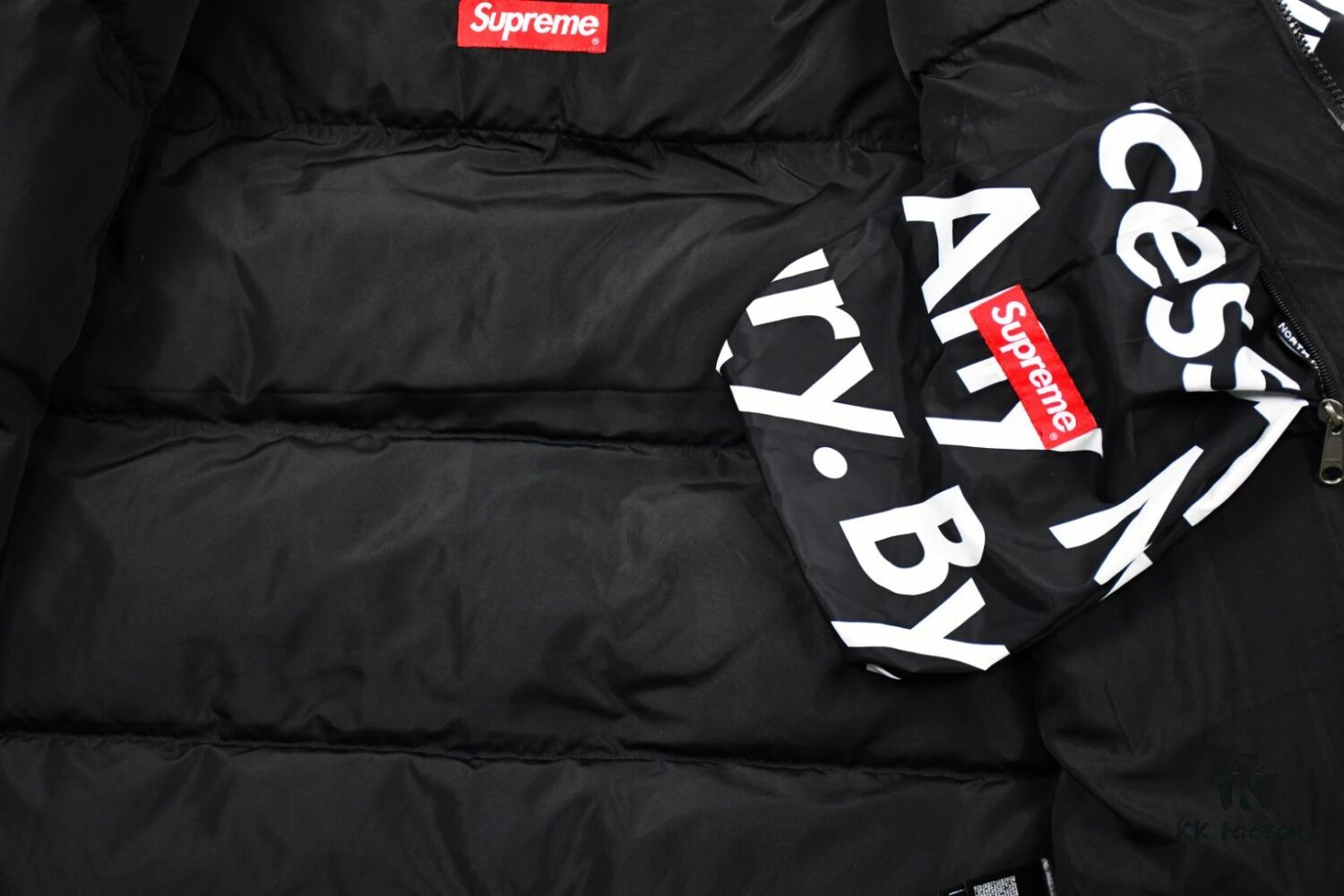 6931a2e0ccd8ab3d7af97034 Supreme x The North Face TNF 15FW By Any Means Collaborative Down Jacket (Full Alignment Lettering) with Hidden Hood
